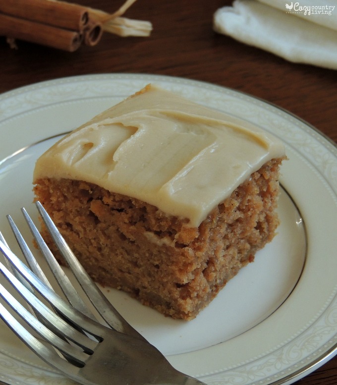 Cinnamon Applesauce Cake With Penuche Frosting